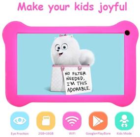 img 3 attached to 📱 Детский планшет 7 дюймов Android 9.0, 2 ГБ оперативной памяти + 16 ГБ встроенной памяти, учебный планшет с экраном IPS с защитой глаз, двойной камерой, Wi-Fi, сертифицированным GMS, планшет для детей с защитой от случайных повреждений, родительским контролем, розовый