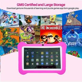 img 1 attached to 📱 Детский планшет 7 дюймов Android 9.0, 2 ГБ оперативной памяти + 16 ГБ встроенной памяти, учебный планшет с экраном IPS с защитой глаз, двойной камерой, Wi-Fi, сертифицированным GMS, планшет для детей с защитой от случайных повреждений, родительским контролем, розовый