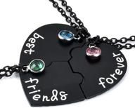 🔐 set of 3 top plaza silver tone alloy rhinestone puzzle friendship pendant necklaces - engraved best friends forever bff necklace for everlasting connection logo