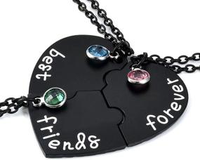 img 4 attached to 🔐 Set of 3 Top Plaza Silver Tone Alloy Rhinestone Puzzle Friendship Pendant Necklaces - Engraved Best Friends Forever BFF Necklace for Everlasting Connection