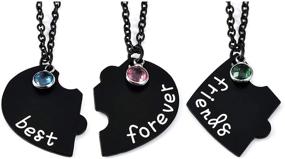 img 2 attached to 🔐 Set of 3 Top Plaza Silver Tone Alloy Rhinestone Puzzle Friendship Pendant Necklaces - Engraved Best Friends Forever BFF Necklace for Everlasting Connection