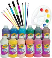 набор красок crayola washable - разноцветные (12 шт, 🎨 16 унций) в комплекте с смесительной палитрой и 9-штучным набором кистей. логотип