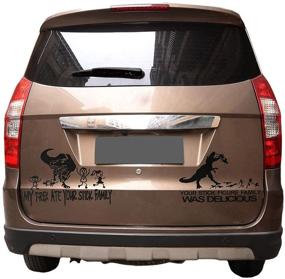 img 3 attached to 🦖 ACBungji Car Funny Dinosaur Jurassic Rearview Mirror Window Body Fuel Tank Cap Sticker with TREX - Scratch Cover in White (4 Types in 1)