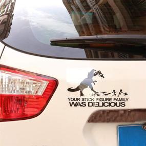 img 1 attached to 🦖 ACBungji Car Funny Dinosaur Jurassic Rearview Mirror Window Body Fuel Tank Cap Sticker with TREX - Scratch Cover in White (4 Types in 1)