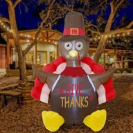 🦃 atdawn 6ft thanksgiving inflatable turkey with led lights - perfect for autumn decorations, lighted outdoor & indoor yard holiday decor logo