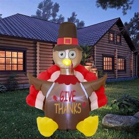 img 1 attached to 🦃 ATDAWN 6ft Thanksgiving Inflatable Turkey with LED Lights - Perfect for Autumn Decorations, Lighted Outdoor & Indoor Yard Holiday Decor