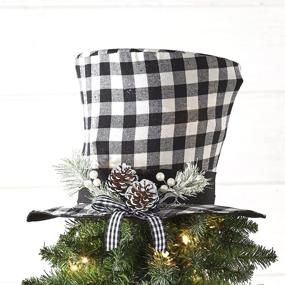 img 3 attached to Rustic Buffalo Check Hat Tree Topper – Farmhouse Christmas Decor with Faux Pinecones