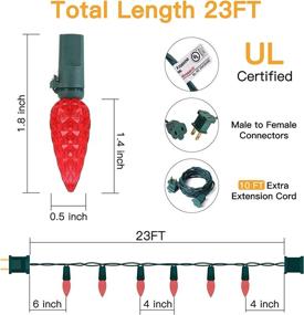 img 3 attached to 🎄 Марчпауэр C6 Рождественские огни, 2-шт. Водонепроницаемые наружно-внутренние гирлянды, 70 светодиодных лампочек, 23 фута, фееричный свет, подключаемые к розетке клубничные огни, стойкие к износу для украшения праздничного сада, деревьев и крыши, красные.