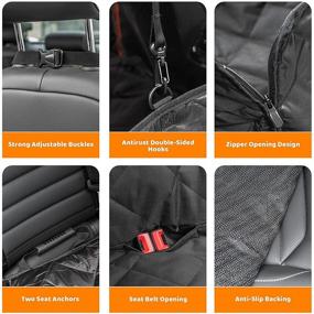 img 1 attached to 🐶 Favoto Waterproof Dog Car Seat Cover with Visible Mesh Window - Universal Size for Hatchbacks, Sedans, Trucks, SUVs: Protects Seats from Scratches and Provides Comfortable Hammock-Style Ride