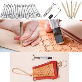 img 3 attached to Dorhui 372-Piece Leather Crafting Tools: Complete Leather Working Kit for DIY Leather Artworks, Craft Stamping, Hole Punching, and Matting Cut - Premium Leather Tools and Supplies