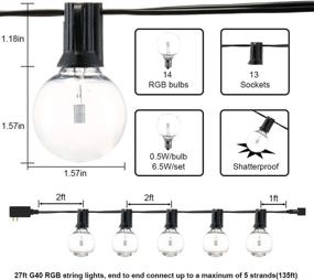 img 3 attached to 🌈 SUNTHIN 27FT G40 Multicolor String Lights: Shatterproof RGB G40 Globe Bulb with Wireless Remote, Ideal for Holiday Parties, Patio Decor, and Outdoor Lighting