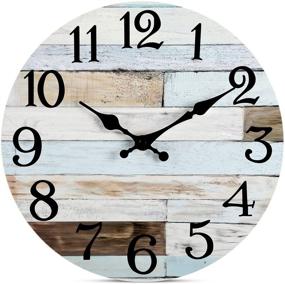 img 4 attached to 🕰️ 10 Inch Silent Non-Ticking Wooden Wall Clock - Battery Operated Country Retro Rustic Style Decor for Living Room, Kitchen, Home, Bathroom, Bedroom