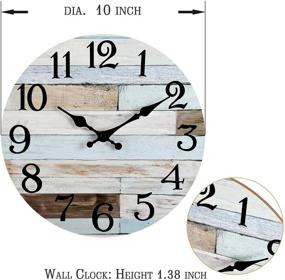 img 2 attached to 🕰️ 10 Inch Silent Non-Ticking Wooden Wall Clock - Battery Operated Country Retro Rustic Style Decor for Living Room, Kitchen, Home, Bathroom, Bedroom