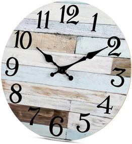 img 3 attached to 🕰️ 10 Inch Silent Non-Ticking Wooden Wall Clock - Battery Operated Country Retro Rustic Style Decor for Living Room, Kitchen, Home, Bathroom, Bedroom