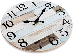 img 1 attached to 🕰️ 10 Inch Silent Non-Ticking Wooden Wall Clock - Battery Operated Country Retro Rustic Style Decor for Living Room, Kitchen, Home, Bathroom, Bedroom