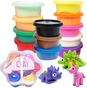 img 4 attached to Fun and Creative Modeling Clay for Kids: Air Dry, Soft & Non-Greasy - 12 Colors Magic Clay Kit for Ages 3+
