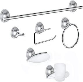 img 4 attached to TONIAL 6-Piece Bell Design Bathroom Hardware Set: Wall Mounted Towel Rack Bar, Bath Accessory Kit in Brushed Nickel