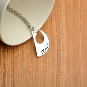 img 2 attached to O.RIYA Love You I Know Necklace Set - Personalized Couples 💑 Initial Necklace, Hand Stamped Gift for Her, Mother Daughter Gift, Mother's Day (White)