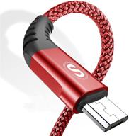 🔴 2-pack 6.6ft sweguard micro usb cable for android - braided charger cord for samsung galaxy s7 edge s6 s5 s2 j7 j7v j5 j3 j3v j2, tablet, ps4, lg, moto micro phone - red logo