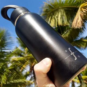 img 1 attached to 🍶 Authentic Flask 32oz Double Vacuum Insulated Water Bottle: Reusable Hydro Thermo, Black with Stainless Steel and Straw Lids