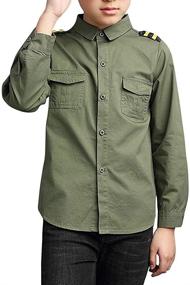 img 4 attached to Little Sleeve Button Cotton Shirt Outdoor Recreation