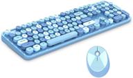 🌈 multicolor blue gtsp wireless keyboard and mouse combo – cute retro typewriter design with round keycaps for pc, mac, laptop, and desktops – 2.4ghz dropout-free connection logo