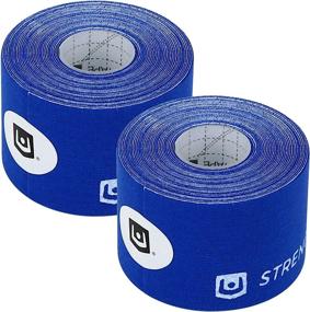 img 2 attached to 🔷 2-Pack of StrengthTape Kinesiology Tape, Pre-Cut Strips, 2-inch Width, 16.4-Foot Length, Blue Color