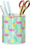 🦩 nipichsha pink flamingo pencil holder cup – cute ceramics pen organizer stand for desk – makeup brushes holder for women, office & school supplies – college student & kids adult desk decor accessory логотип