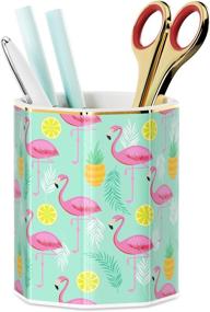 img 4 attached to 🦩 Nipichsha Pink Flamingo Pencil Holder Cup – Cute Ceramics Pen Organizer Stand for Desk – Makeup Brushes Holder for Women, Office & School Supplies – College Student & Kids Adult Desk Decor Accessory