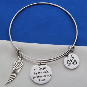 img 2 attached to 🕊️ FEELMEM No Longer by My Side Forever In My Heart Bracelet: A Touching Remembrance Gift with Angel Wing Charm