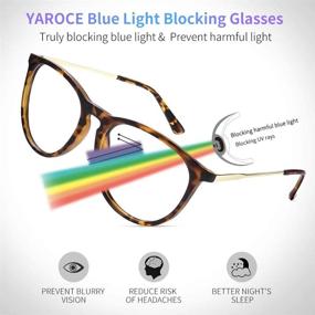 img 3 attached to 👓 Yaroce Stylish Round Blue Light Blocking Glasses for Women & Men - Tortoise Frame