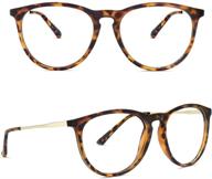 👓 yaroce stylish round blue light blocking glasses for women & men - tortoise frame logo