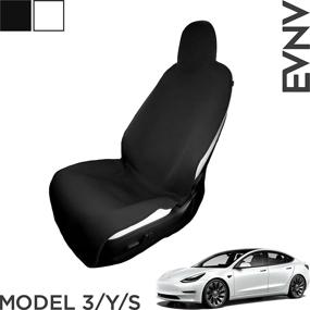 img 4 attached to 🚗 Waterproof EVNV Tesla Seat Cover - Fits Model 3, Model Y, Model S - Protects Your Seats - Easy to Install - Tesla Accessories - Black Front Seat Cover