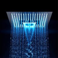 color changing led shower head with 3 waterfall modes and embedded ceiling spout - 40cm x 40cm bath logo