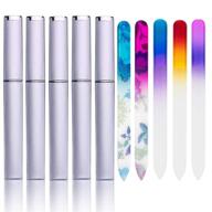 💅 glass nail files set - 5 pack with case | crystal glass fingernail files | double sided glass nail file | mixed color manicure kit for gentle nail care | ideal for women, girls, and christmas gift logo