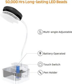 img 3 attached to AXX LED Desk Lamp – Rechargeable, Flexible Gooseneck, Little Pen Holder, Perfect for Home Office/Desktop - Black