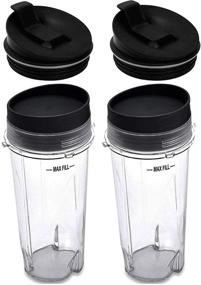 img 4 attached to 16oz Blender Cup Set for Ninja Replacement Parts - Single Serve Cup with Lid and Seal Lid - Compatible with Nutri Ninja Series BL770 BL780 BL660 BL740 BL810 Blenders