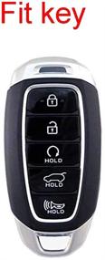 img 3 attached to Genuine Leather Smart Remote Key Fob Case for Hyundai Kona Veloster i30 Ix35 Solaris Azera Grandeur Ig - Royalfox(TM)