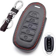 genuine leather smart remote key fob case for hyundai kona veloster i30 ix35 solaris azera grandeur ig - royalfox(tm) logo