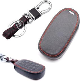 img 1 attached to Genuine Leather Smart Remote Key Fob Case for Hyundai Kona Veloster i30 Ix35 Solaris Azera Grandeur Ig - Royalfox(TM)