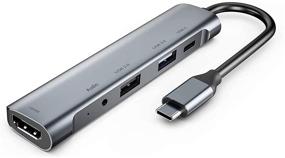 img 4 attached to 🔌 Высокопроизводительный USB C в HDMI мультипорт-хаб для iPad Pro 2021/2020/12.9/11, iPad Air 4, Samsung Dex S21/S20, MacBook Pro - HDMI 4K, USB3.0, зарядка через USB C, включен разъем для наушников 3,5 мм!
