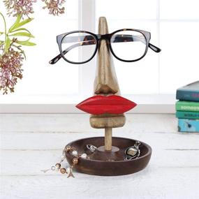 img 3 attached to 👄 Hand Carved Wooden Eyeglass Spectacle Holder Stand for Home Office Desk Decor Gift - STORE INDYA (Big Lips)