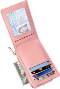 img 3 attached to Stylish RFID Bifold Slim Wallet for Women - Compact Small Card Holder with Zipper