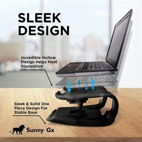 img 1 attached to 💻 Sunny Gx Laptop Table Stand - Compatible with MacBook, Dell, Lenovo & More - 10 to 17 inch - Computer Notebook Holder Riser with Cooling Pad & USB Port - 7 Adjustable Angles - Ideal for Office, College, Home Use - Black