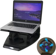 💻 sunny gx laptop table stand - compatible with macbook, dell, lenovo & more - 10 to 17 inch - computer notebook holder riser with cooling pad & usb port - 7 adjustable angles - ideal for office, college, home use - black logo