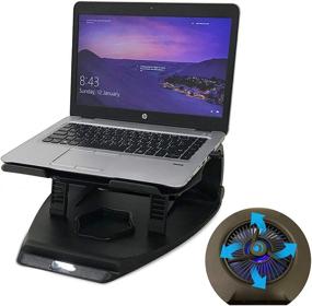 img 4 attached to 💻 Sunny Gx Laptop Table Stand - Compatible with MacBook, Dell, Lenovo & More - 10 to 17 inch - Computer Notebook Holder Riser with Cooling Pad & USB Port - 7 Adjustable Angles - Ideal for Office, College, Home Use - Black