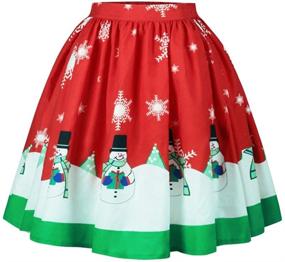 img 2 attached to 🎅 Playful & Festive: MS Mouse Womens Santa Christmas Printed Elastic Band Cute Flared Party Skirt