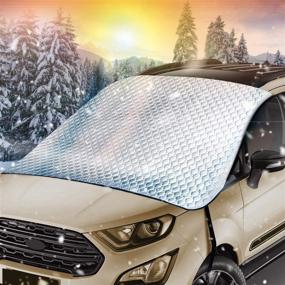 img 4 attached to ❄️ Upgrade your Car's Winter Protection with the 5-Layer Windshield Snow Cover - Extra Large & Thick, Size 74x 50 Inches (187x125cm) - Frost Ice Cover Sunshade for Any Car Truck SUV Van