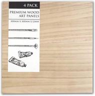 🖼️ premium solid wood art boards - 12x12 inch (11.8 x 11.8 actual size) - 4 pack (12 x 12 x .5) - art panel logo