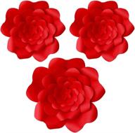 🌹 yly's love 3d paper flower decorations - giant paper flowers for wedding backdrop, bridal shower, baby shower, nursery wall, home decor - handcrafted paper flowers (red, set of 3 - 2x8in, 1x12in) логотип